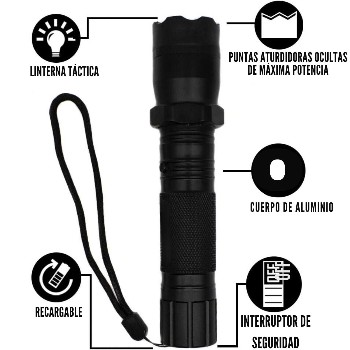 SecureSpark™ - Súper Linterna con Función Taser