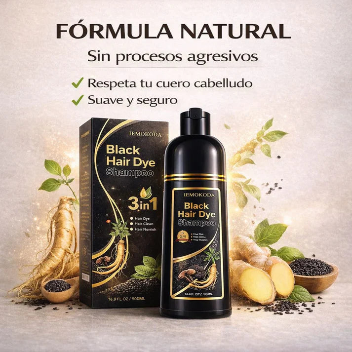 shampoo Black Hair Dye - 100% Cobertura Natural👉🤯