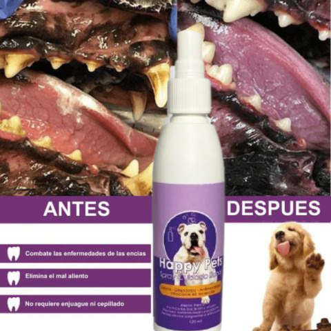HAPPY PETS® SPARAY 120ML ORAL LIMPIADOR PARA PERRO Y GATOS TU MEJOR AMIGO🐱🐶