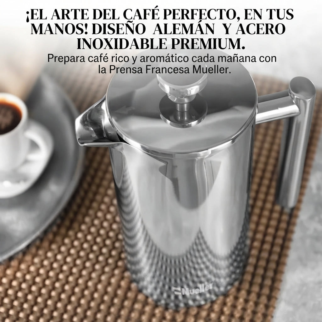 ☕Prensa Francesa de 1 Litro en Acero Inoxidable — El café colombiano que mereces, listo en 4 minutos☕