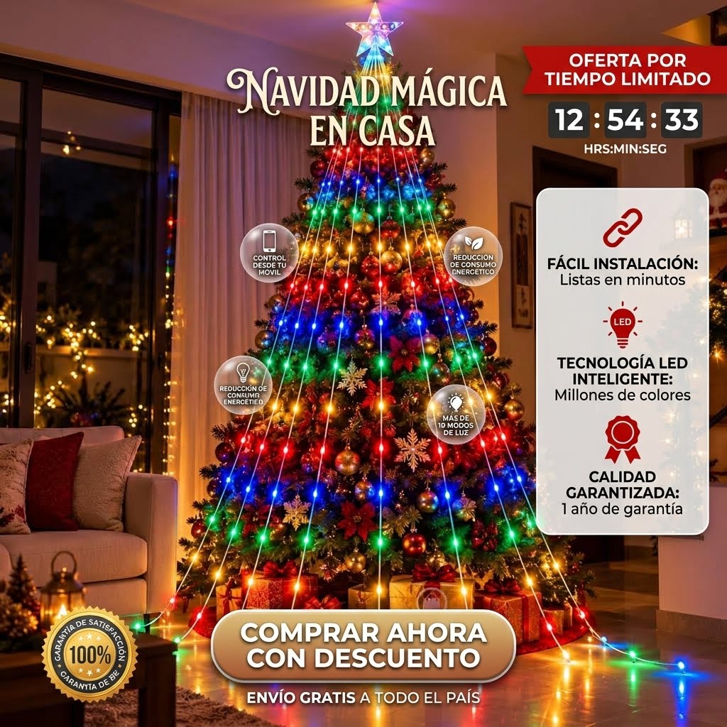 Estrella Navidena Con Ramal De Luces Led