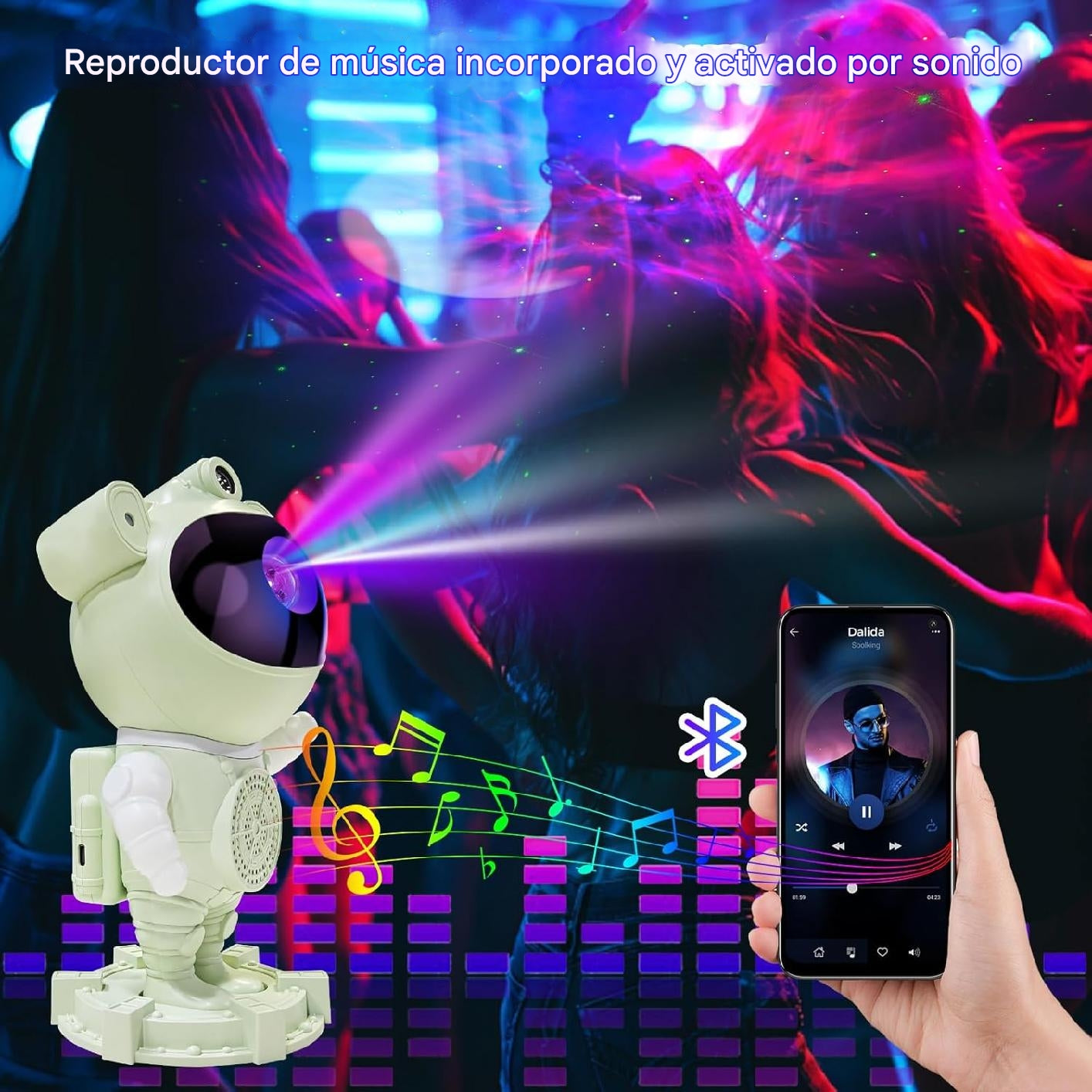 PROYECTOR DE GALAXIA ASTRONAUTA PARLANTE BLUETOOTH