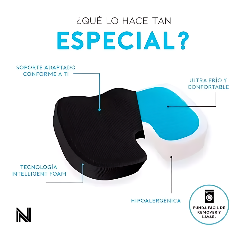 ERGOCOJIN RELAX  COJÍN GEL VISCOELÁSTICO PREMIUM CON SOPORTE LUMBAR