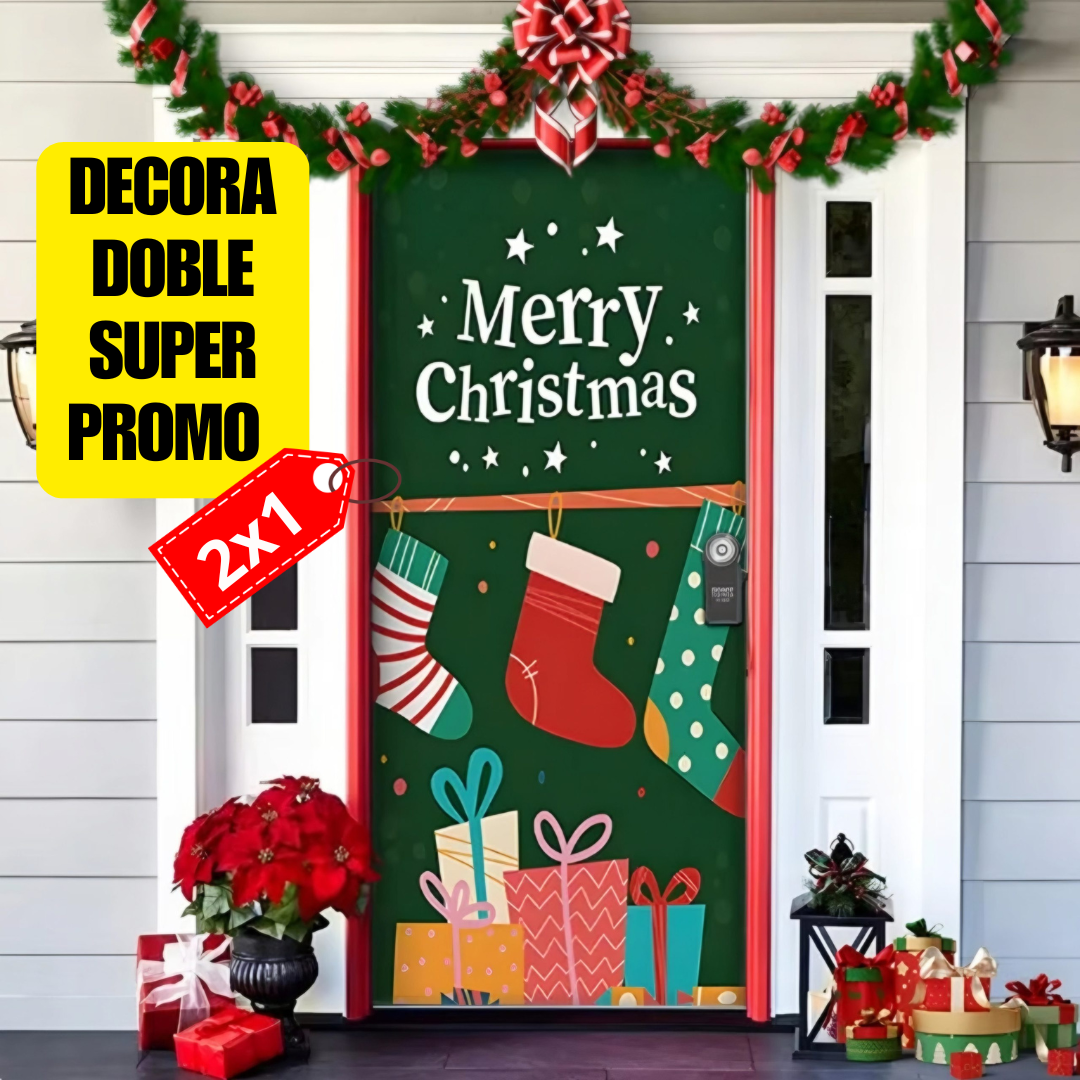 OFERTA ESPECIAL2X1💯🎁🎄 FUNDA DE PUERTA NAVIDEÑA🤶🏡
