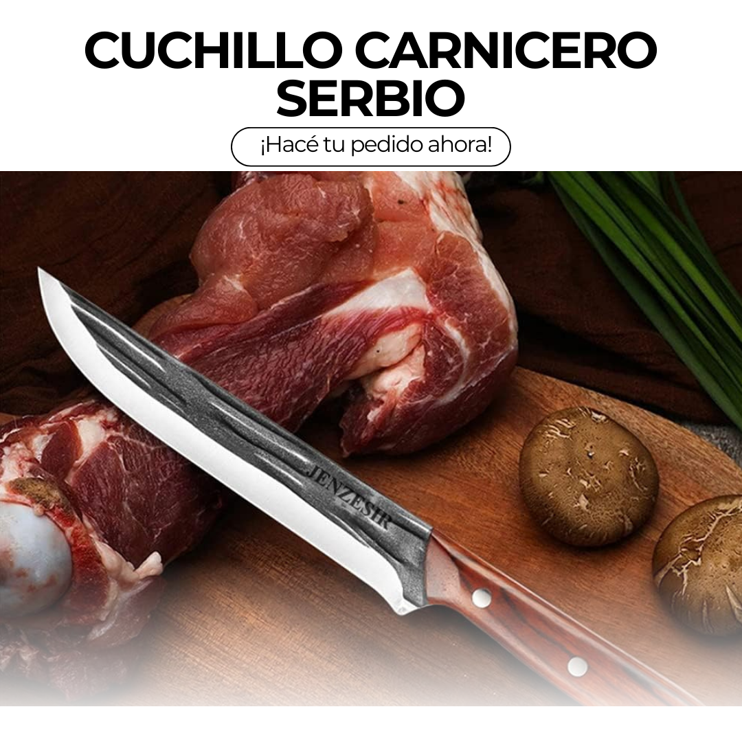 Cuchillo de Carnicero Serbio Forjado a Mano+ Funda:  Lo que todo cocinero debe tener