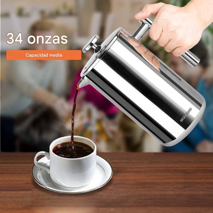 ☕Prensa Francesa de 1 Litro en Acero Inoxidable — El café colombiano que mereces, listo en 4 minutos☕