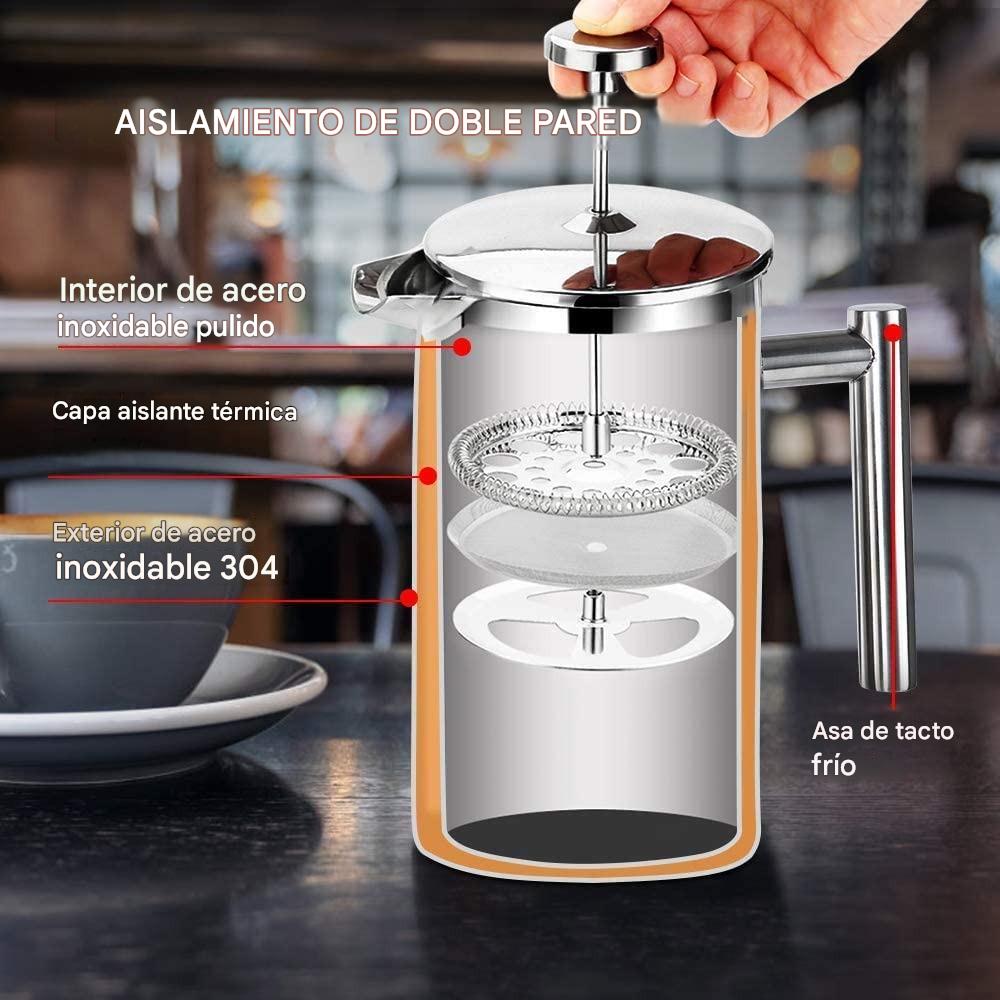 ☕Prensa Francesa de 1 Litro en Acero Inoxidable — El café colombiano que mereces, listo en 4 minutos☕