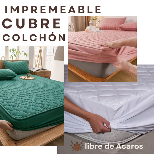 Protecplus® Cubre Colchón Impermeable💧 Anti ácaros🔥+ 2 Fundas GRATIS