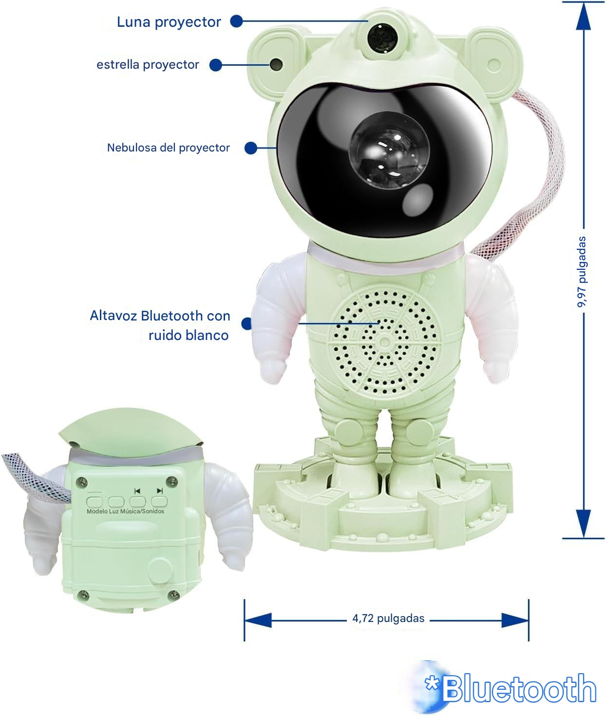 PROYECTOR DE GALAXIA ASTRONAUTA PARLANTE BLUETOOTH