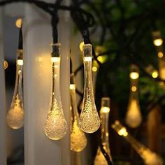 Magia🌟 Solar para tu Jardín: Guirnalda de Cristales 💦 en forma de Gotas😉 10Mts_100Led 🤯