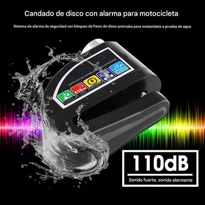 🚴‍♂️POWERMOTOR CANDADO CON ALARMA 120DB PARA DISCO DE MOTO SCUTER O BICICLETA🏍️❤️