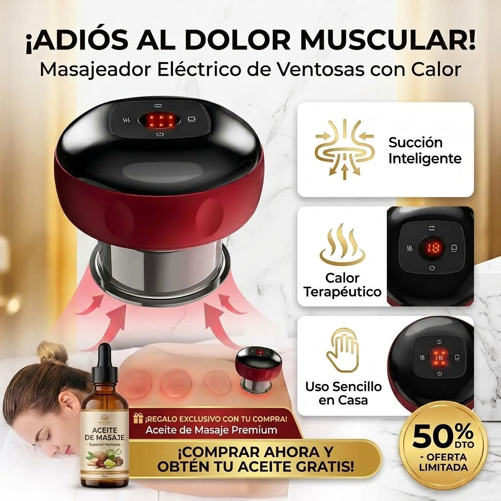 Cupping : 🔥Ventosa Eléctrica con Calefacción y Aceite Esencial de Regalo🎁Tu Spa de Masaje en Casa:🔥😉