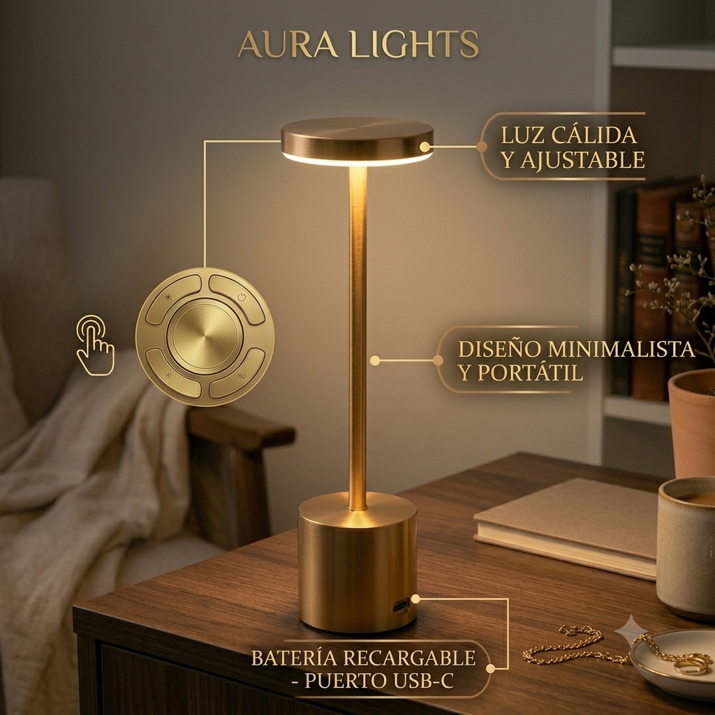 Lámpara de Pie LED Moderna en Dorado | Iluminación Minimalista para Sala, Habitación y Oficina