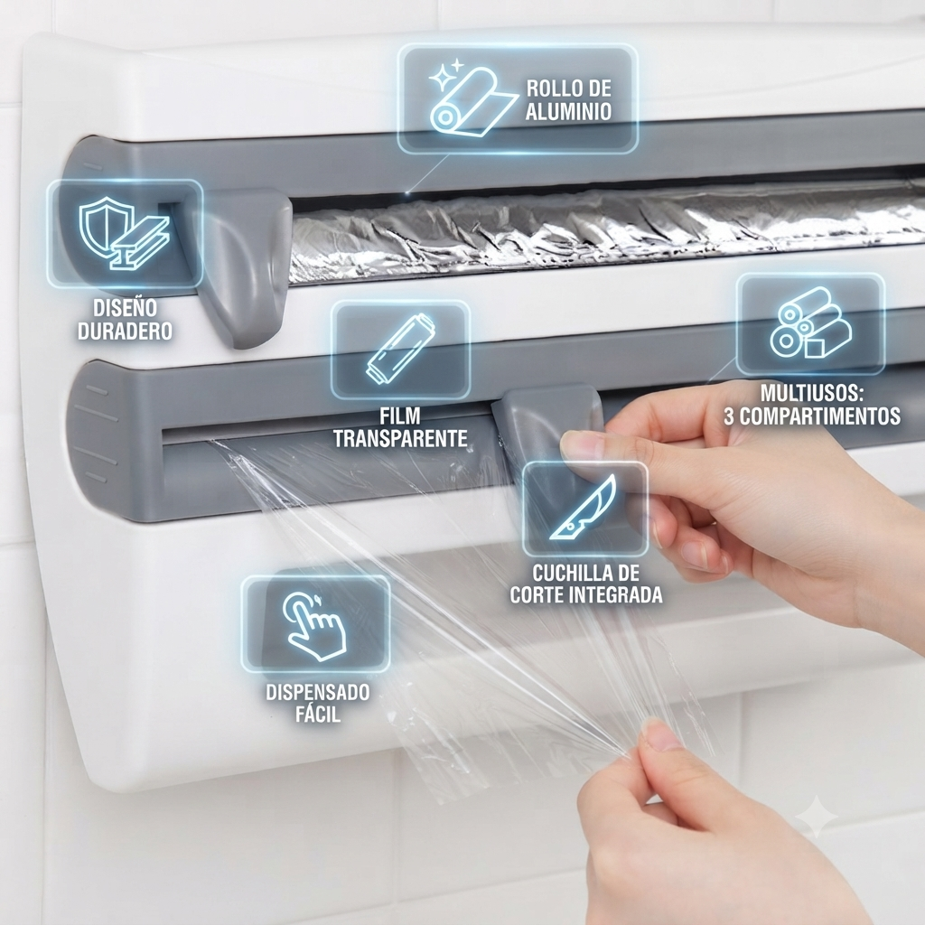 Dispensador de Papel para Cocina 4 en 1 Multiuso