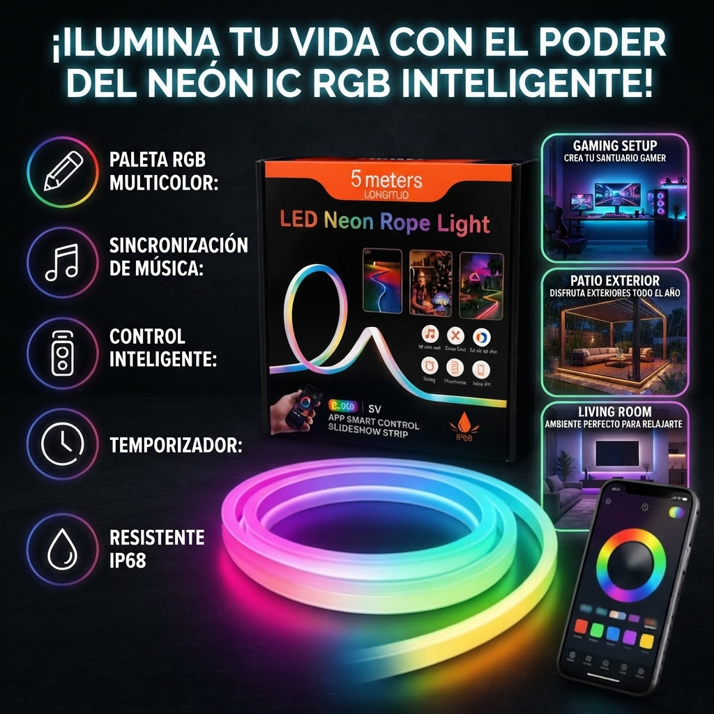 RGBIC🔥Cinta Led De Neon Rgb Musical Ip68👌
