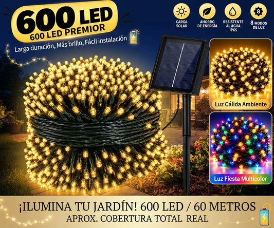 ✨Cadena De Luces Solares 600 Led con 60 Metros 🤯👉Luces de Hada🎄