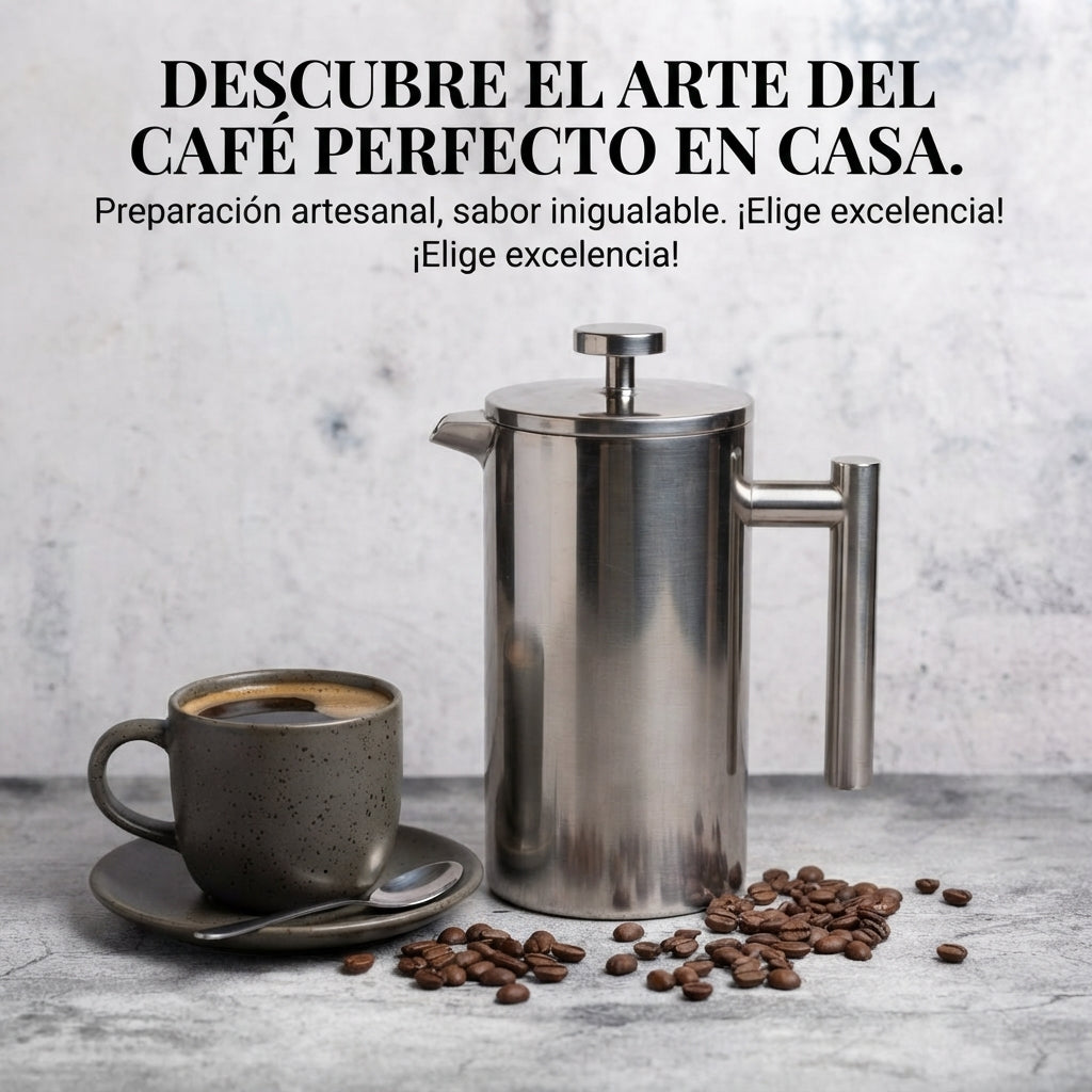 ☕Prensa Francesa de 1 Litro en Acero Inoxidable — El café colombiano que mereces, listo en 4 minutos☕