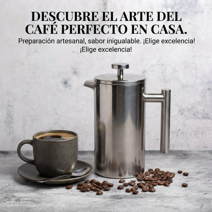 ☕Prensa Francesa de 1 Litro en Acero Inoxidable — El café colombiano que mereces, listo en 4 minutos☕