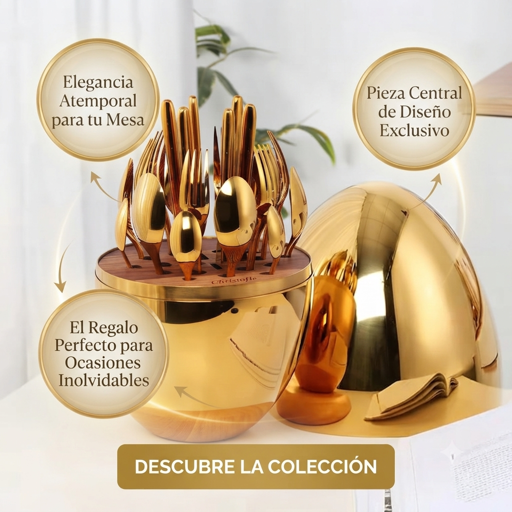 ¡Exclusivo y Elegante! Cubiertos Acero Inoxidable  Oro Huevo; 24 pzs 🍴🧑🏻‍🍳