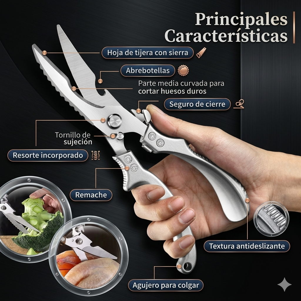 Tijera Acero KitchenPro: precisión, fuerza y versatilidad en tu cocina