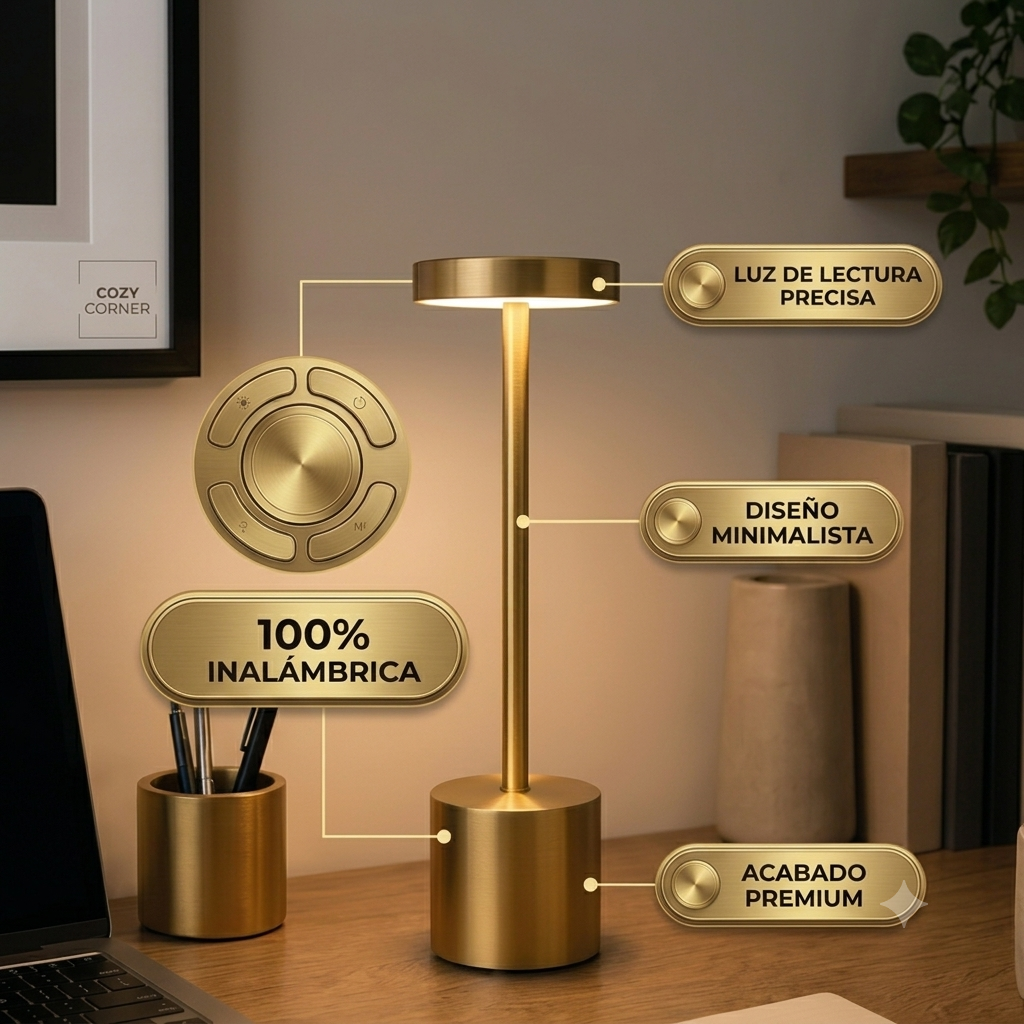 Lámpara de Pie LED Moderna en Dorado | Iluminación Minimalista para Sala, Habitación y Oficina
