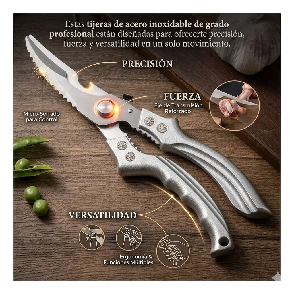 Tijera Acero KitchenPro: precisión, fuerza y versatilidad en tu cocina