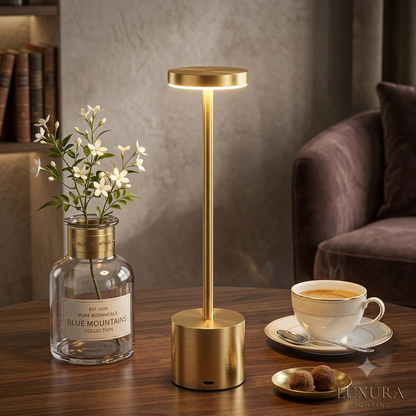 Lámpara de Pie LED Moderna en Dorado | Iluminación Minimalista para Sala, Habitación y Oficina