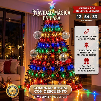 Estrella Navidena Con Ramal De Luces Led