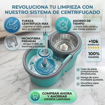 🫧Mopa Trapeador 👉🏻Giratorio 360 De 2 Mopas🤯🧹Fácil sin Esfuerzo