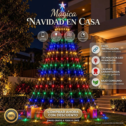Estrella Navidena Con Ramal De Luces Led