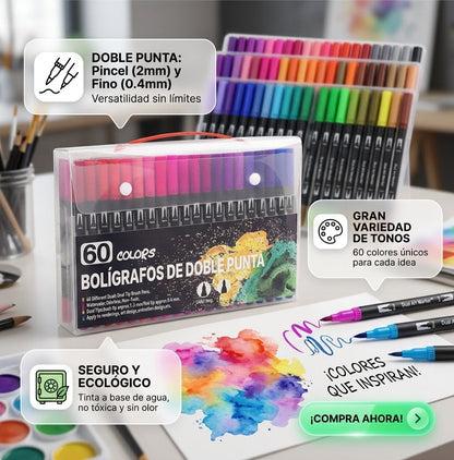 🎨Marcadores Doble Punta Pincel🧑🏻‍🎨Dale color a tus ideas 💡