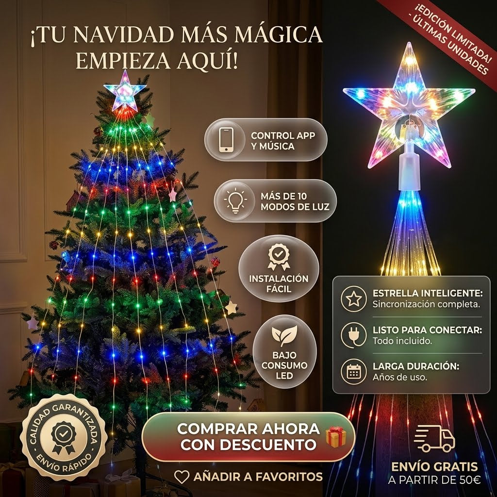 Estrella Navidena Con Ramal De Luces Led