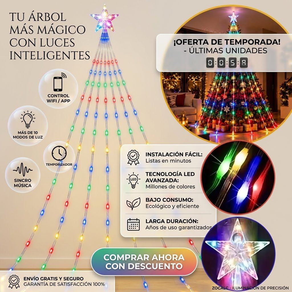 Estrella Navidena Con Ramal De Luces Led
