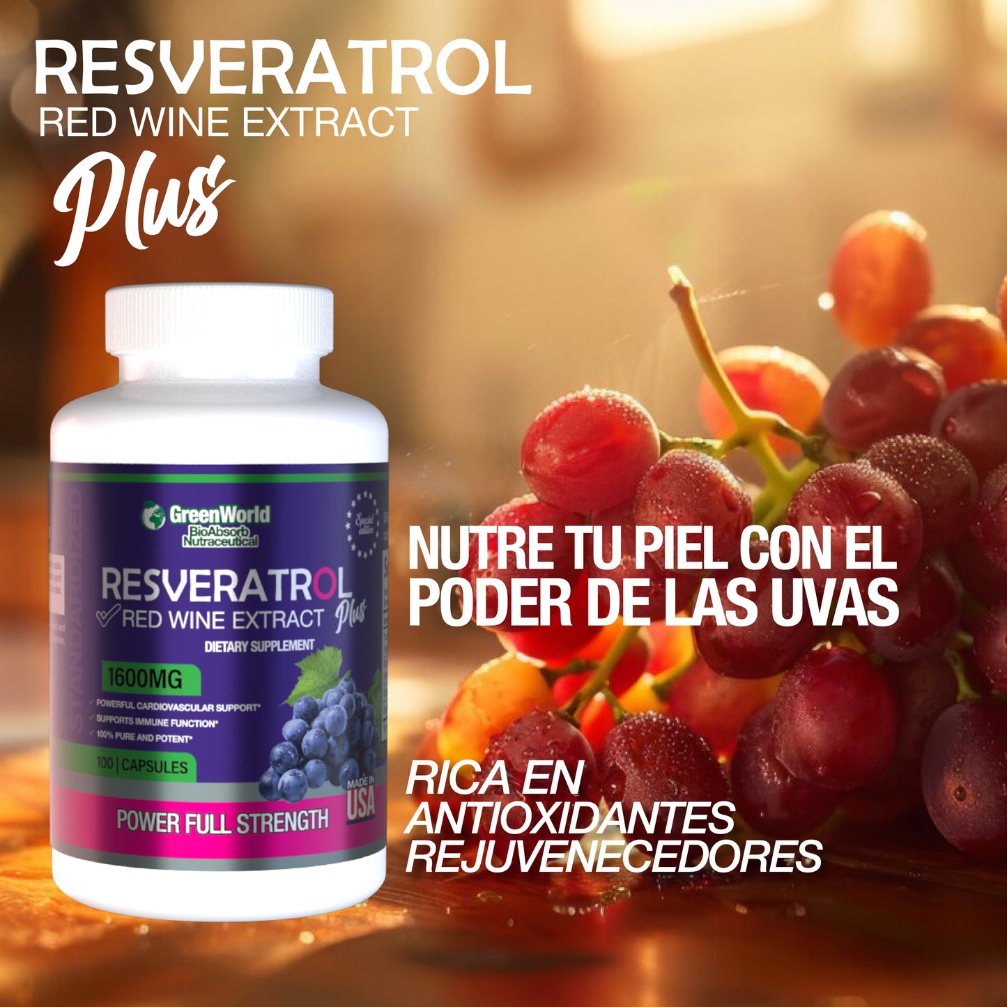 RESVERATROL PLUS x 100 Cápsulas 💊 | Juventud y potencia pura 🔥